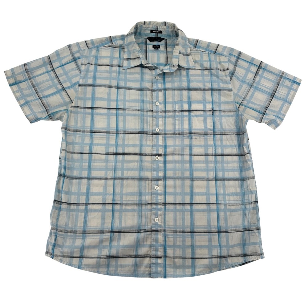 Oakley Button Down Mens XL Short Sleeve Shirt Blue Plaid True Fit Lightweight